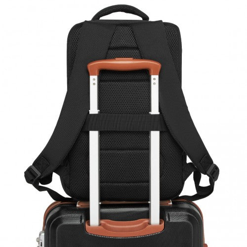 BPK2504 - Kono 20L Cabin Backpack with Red Trim for 15.6” Laptop – Water-Resistant Travel Daypack with Luggage Strap - Black