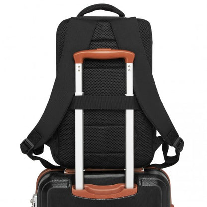 BPK2504 - Kono 20L Cabin Backpack with Red Trim for 15.6” Laptop – Water-Resistant Travel Daypack with Luggage Strap - Black