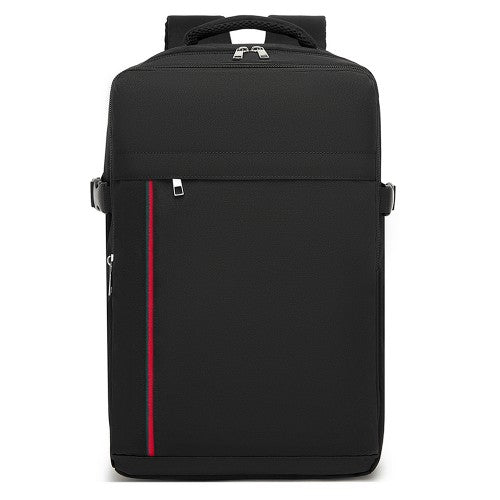 BPK2504 - Kono 20L Cabin Backpack with Red Trim for 15.6” Laptop – Water-Resistant Travel Daypack with Luggage Strap - Black