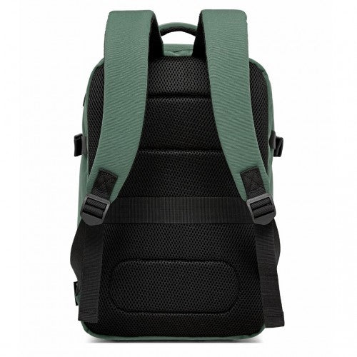 BPK2504 - Kono 20L Cabin Backpack with Red Trim for 15.6” Laptop – Water-Resistant Travel Daypack with Luggage Strap - Green