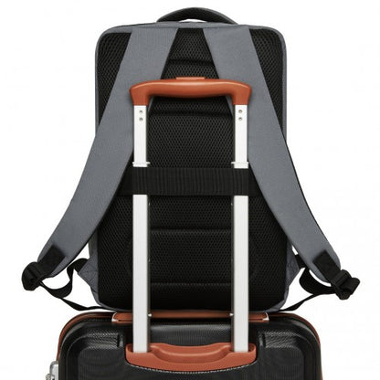 BPK2504 - Kono 20L Cabin Backpack with Red Trim for 15.6” Laptop – Water-Resistant Travel Daypack with Luggage Strap - Grey