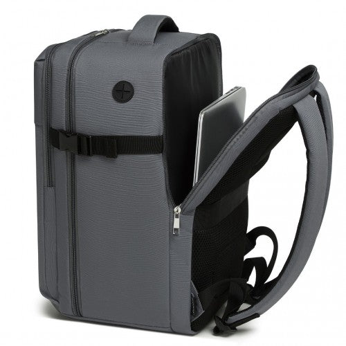 BPK2504 - Kono 20L Cabin Backpack with Red Trim for 15.6” Laptop – Water-Resistant Travel Daypack with Luggage Strap - Grey