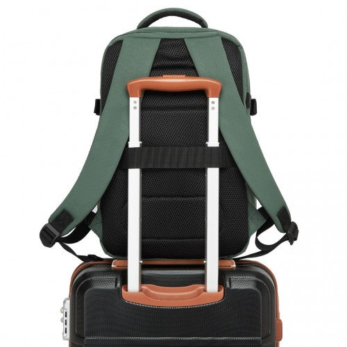BPK2504 - Kono 20L Cabin Backpack with Red Trim for 15.6” Laptop – Water-Resistant Travel Daypack with Luggage Strap - Green