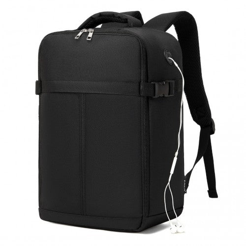 BPK2505 - Kono Urban Smart 15L Carry-On Backpack with Luggage Strap – Ideal for Travel, Work & Daily Commute - Black