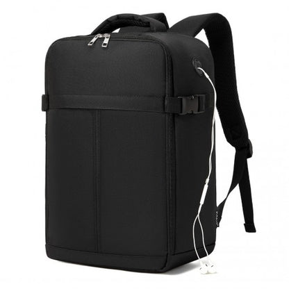 BPK2505 - Kono Urban Smart 15L Carry-On Backpack with Luggage Strap – Ideal for Travel, Work & Daily Commute - Black