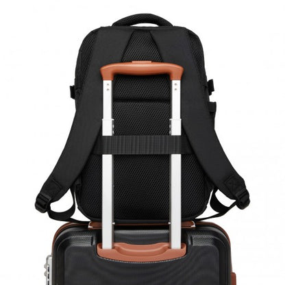 BPK2505 - Kono Urban Smart 15L Carry-On Backpack with Luggage Strap – Ideal for Travel, Work & Daily Commute - Black