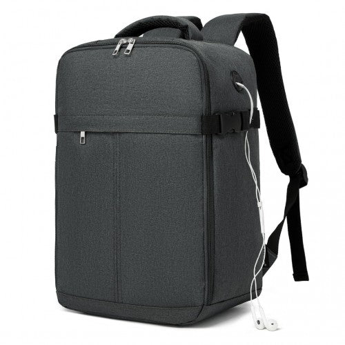 BPK2505 - Kono Urban Smart 15L Carry-On Backpack with Luggage Strap – Ideal for Travel, Work & Daily Commute - Dark Grey