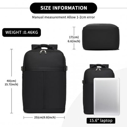 Kono BPK2505 black backpack – detail view 12