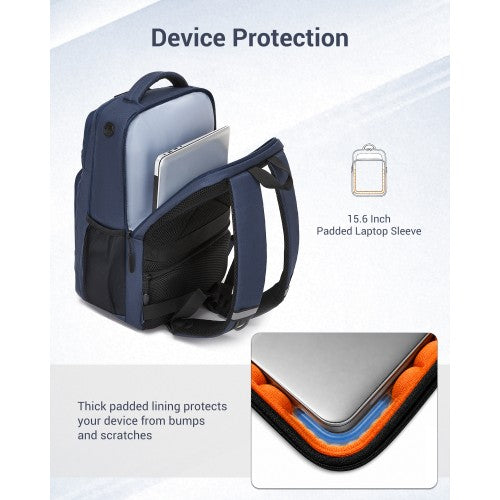 BPK2518 - Kono Laptop Backpack with 15.6" Laptop Compartment, Comfortable & Durable for Work and Business Trips - Navy