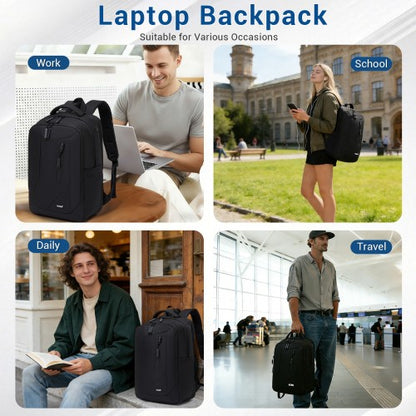 BPK2519 - Kono Laptop Backpack with 15.6" Laptop Compartment, Stylish Commuter Bag with Reflective Straps - Black