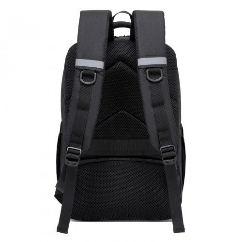 BPK2519 - Kono Laptop Backpack with 15.6" Laptop Compartment, Stylish Commuter Bag with Reflective Straps - Black
