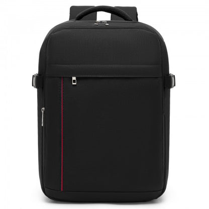 BPK2524 - Kono Spacious and Organised Personal-Item Backpack (40×30×20) with 15.6" Laptop Sleeve, Clamshell Main - Black