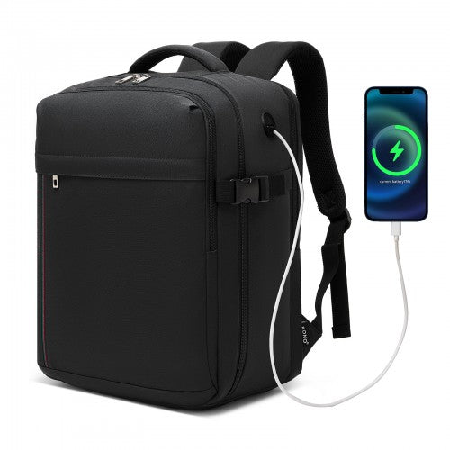 BPK2524 - Kono Spacious and Organised Personal-Item Backpack (40×30×20) with 15.6" Laptop Sleeve, Clamshell Main - Black