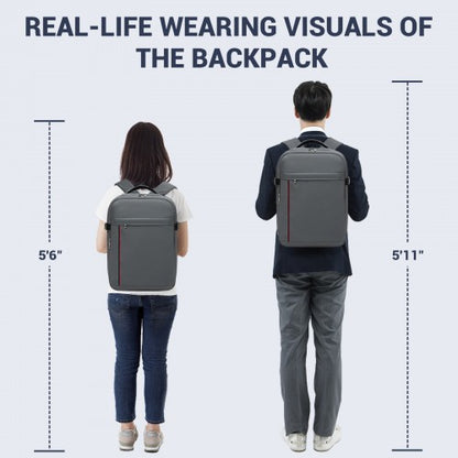 BPK2524 - Kono Spacious and Organised Personal-Item Backpack (40×30×20) with 15.6" Laptop Sleeve, Clamshell Main - Grey