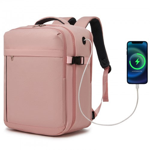 BPK2524 - Kono Spacious and Organised Personal-Item Backpack (40×30×20) with 15.6" Laptop Sleeve, Clamshell Main - Pink