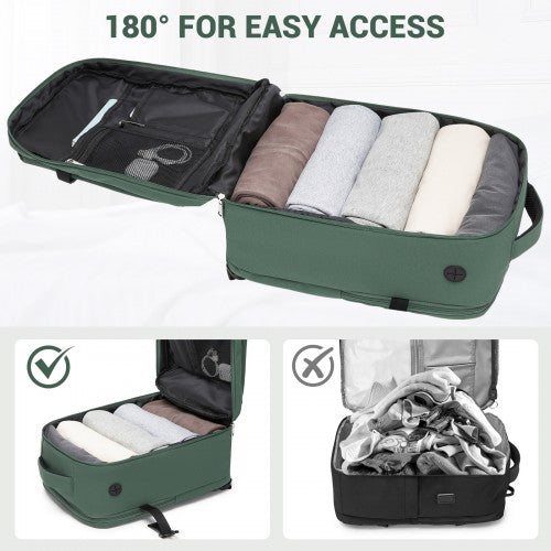 BPK2524 - Kono Spacious and Organised Personal-Item Backpack (40×30×20) with 15.6" Laptop Sleeve, Clamshell Main - Green