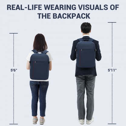 BPK2524 - Kono Spacious and Organised Personal-Item Backpack (40×30×20) with 15.6" Laptop Sleeve, Clamshell Main - Navy
