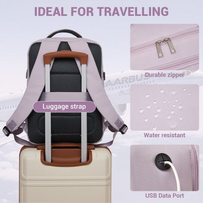 BPK2524 - Kono Spacious and Organised Personal-Item Backpack (40×30×20) with 15.6" Laptop Sleeve, Clamshell Main - Purple