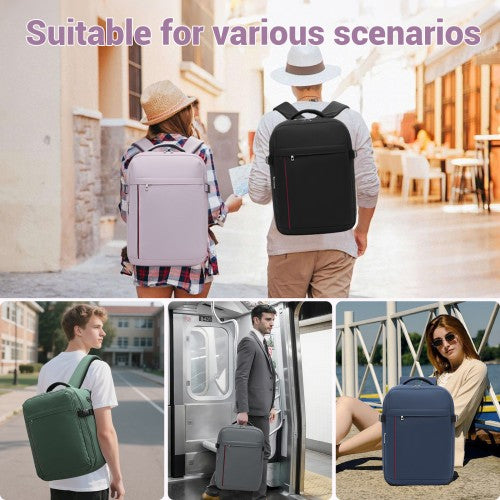 BPK2524 - Kono Spacious and Organised Personal-Item Backpack (40×30×20) with 15.6" Laptop Sleeve, Clamshell Main - Purple