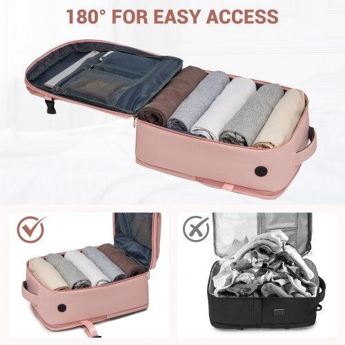 BPK2524 - Kono Spacious and Organised Personal-Item Backpack (40×30×20) with 15.6" Laptop Sleeve, Clamshell Main - Pink