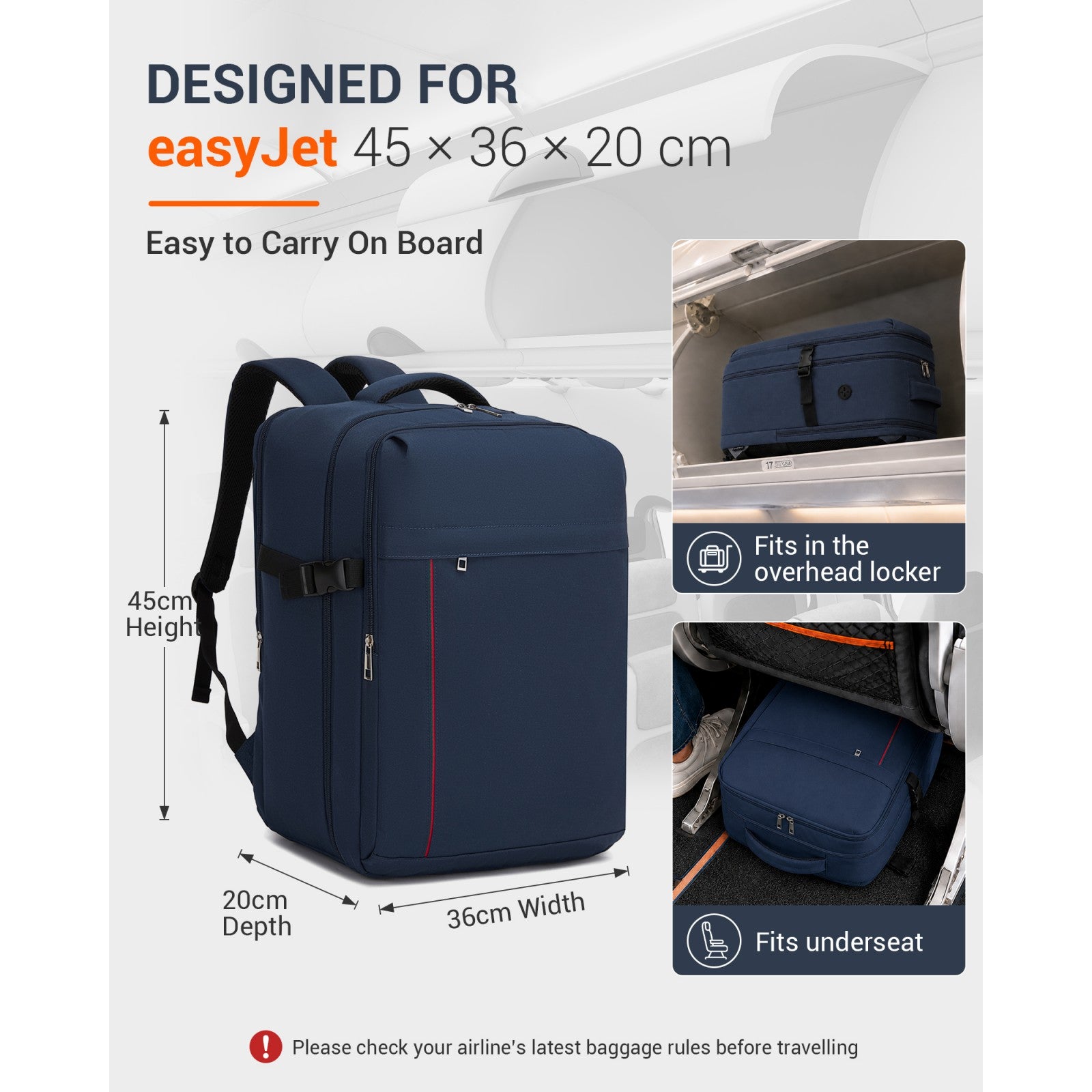 BPK2524L - Kono 32L Upgraded Large Cabin Backpack for 17.3 Inch Laptop