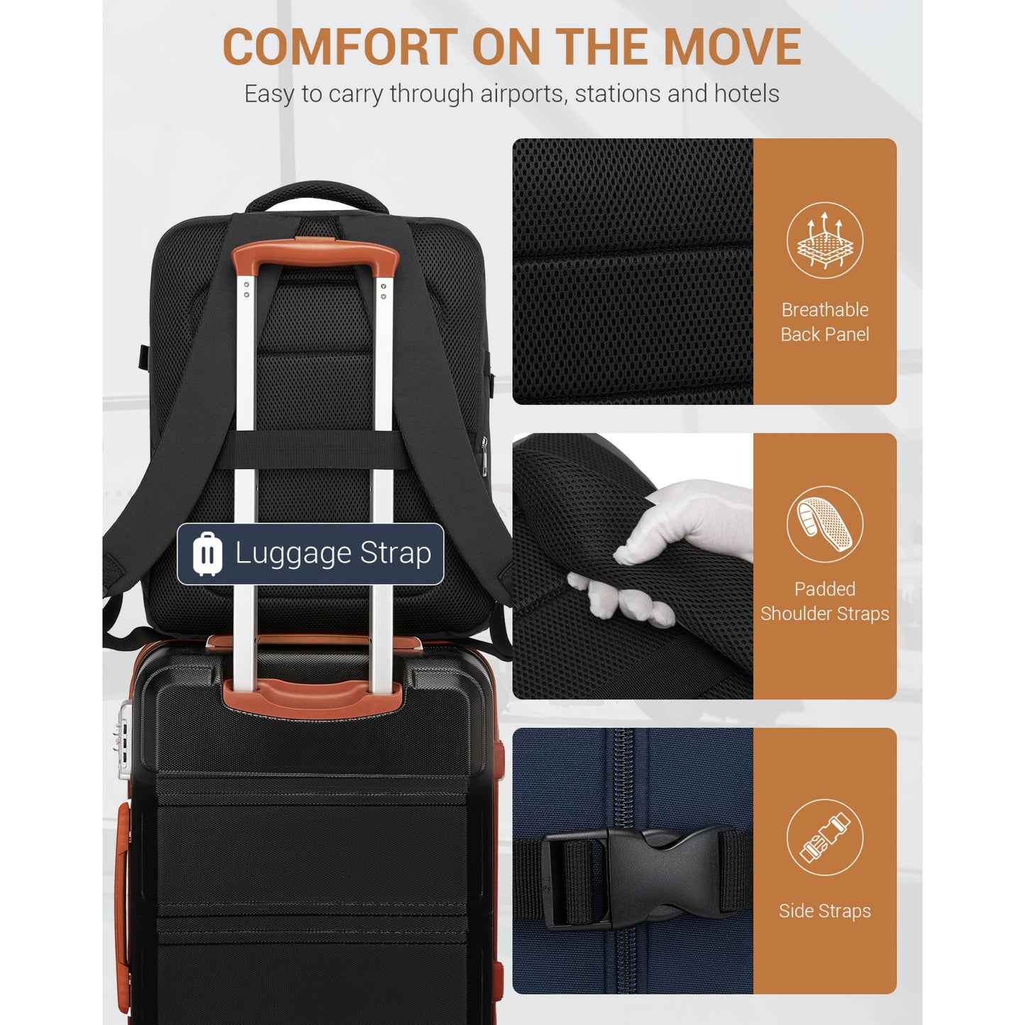 BPK2524L - Kono 32L Upgraded Large Cabin Backpack for 17.3 Inch Laptop