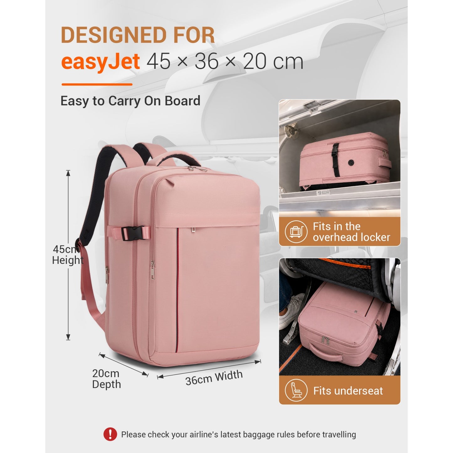 BPK2524L - Kono 32L Upgraded Large Cabin Backpack for 17.3 Inch Laptop