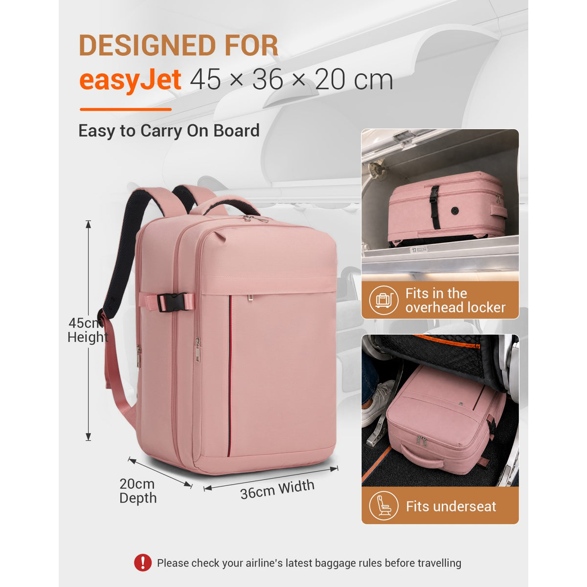 BPK2524L - Kono 32L Upgraded Large Cabin Backpack for 17.3 Inch Laptop