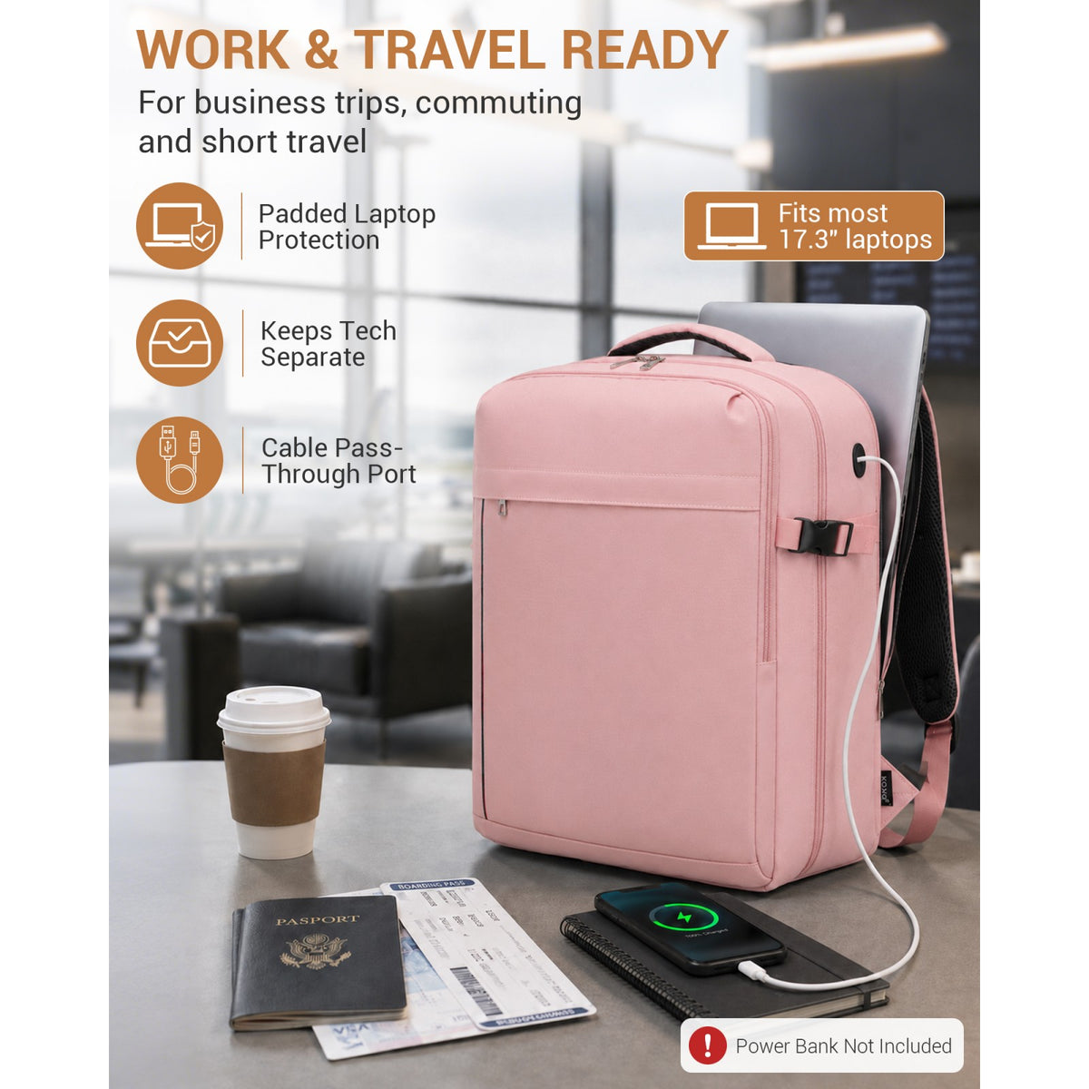 BPK2524L - Kono 32L Upgraded Large Cabin Backpack for 17.3 Inch Laptop