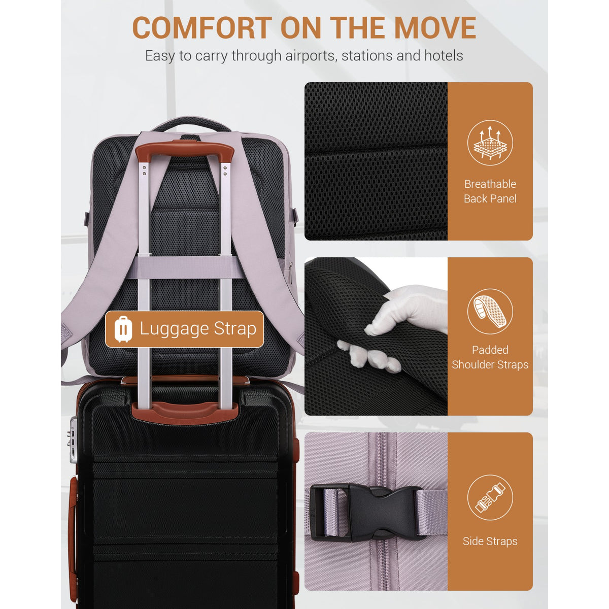 BPK2524L - Kono 32L Upgraded Large Cabin Backpack for 17.3 Inch Laptop