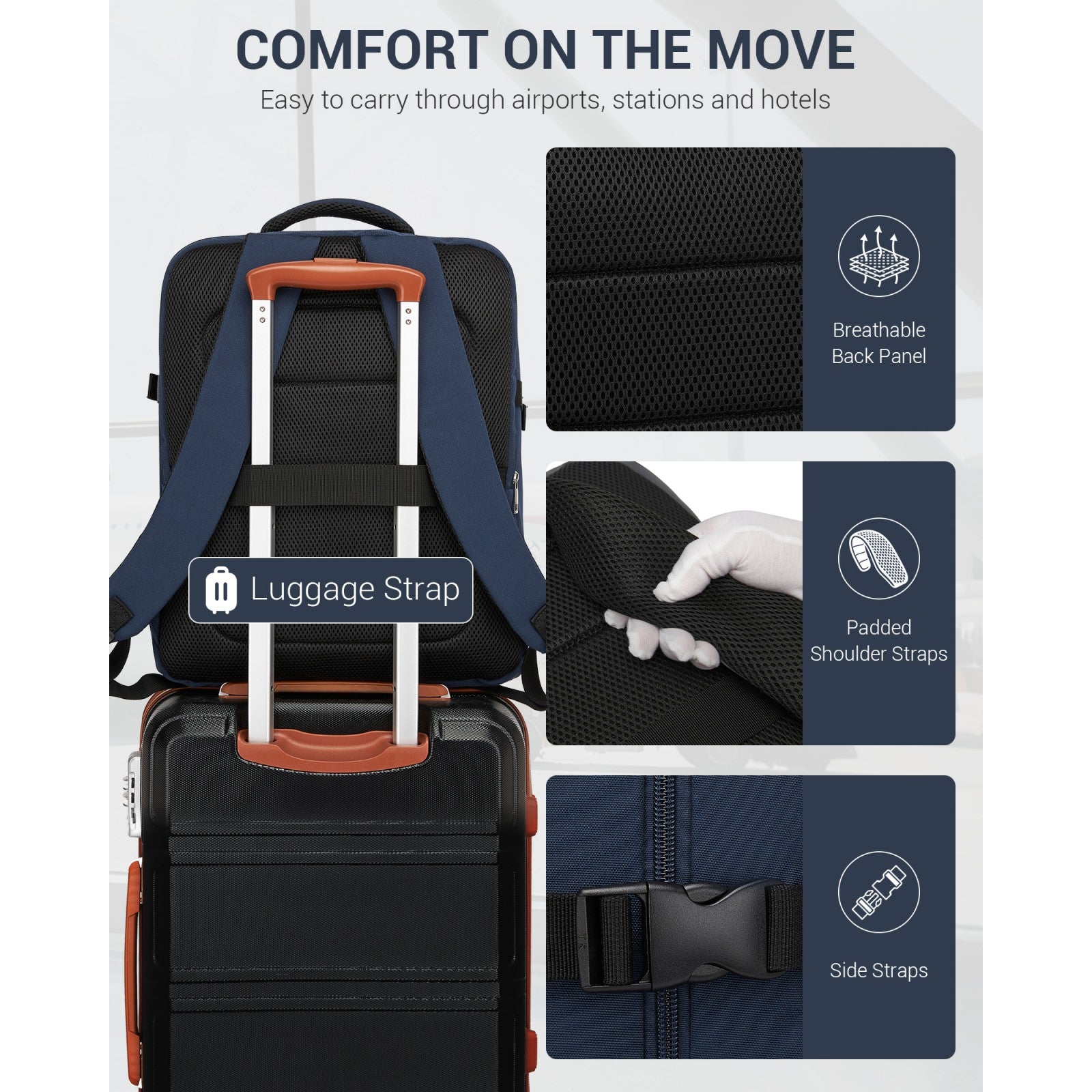 BPK2524L - Kono 32L Upgraded Large Cabin Backpack for 17.3 Inch Laptop