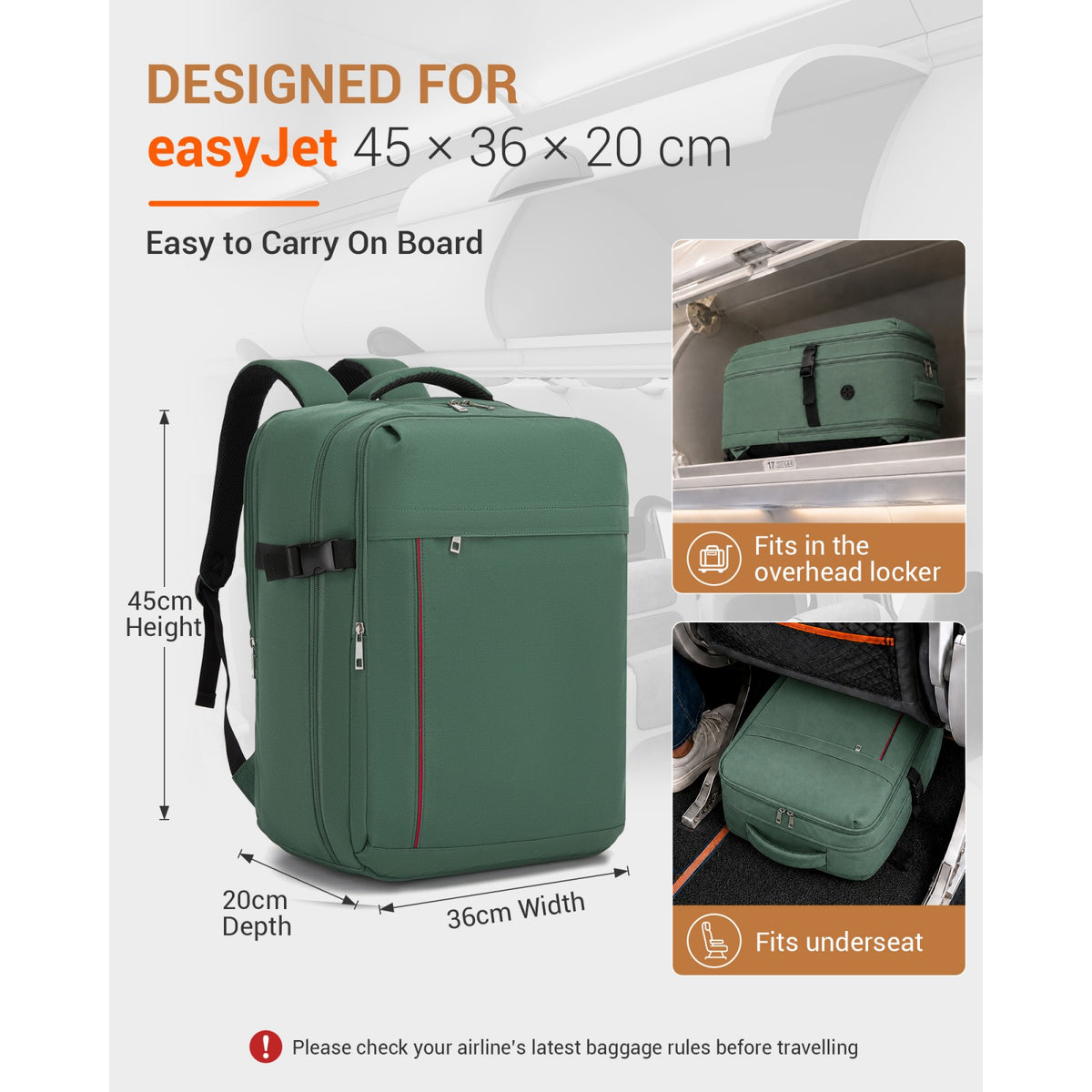 BPK2524L - Kono 32L Upgraded Large Cabin Backpack for 17.3 Inch Laptop