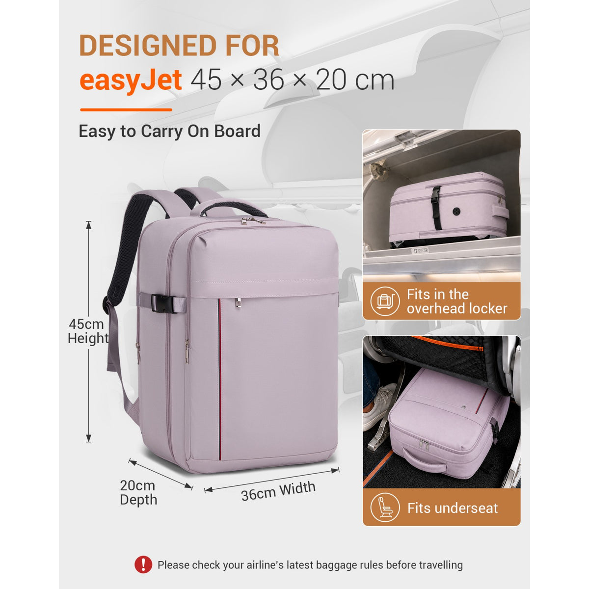 BPK2524L - Kono 32L Upgraded Large Cabin Backpack for 17.3 Inch Laptop