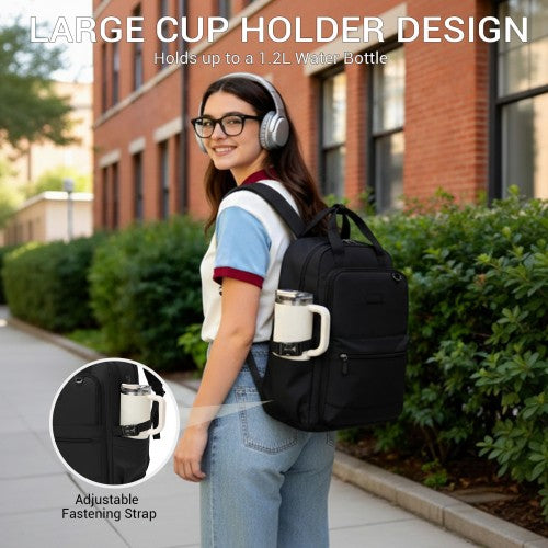 Kono BPK2527 black laptop backpack – detail view 9