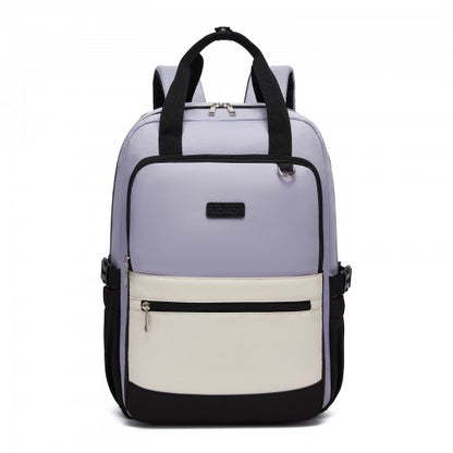 Kono BPK2527 purple and beige laptop backpack – side view