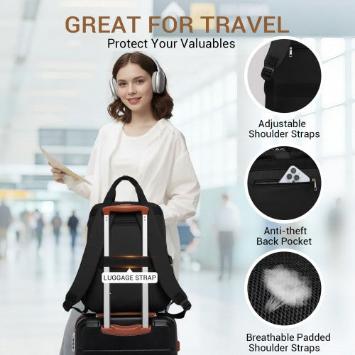 Kono BPK2527 black laptop backpack – detail view 7