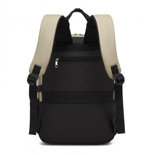 Kono BPK2527 khaki and beige laptop backpack – detail view 4