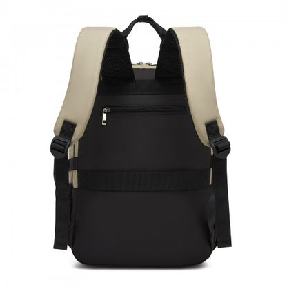 Kono BPK2527 khaki and beige laptop backpack – detail view 4