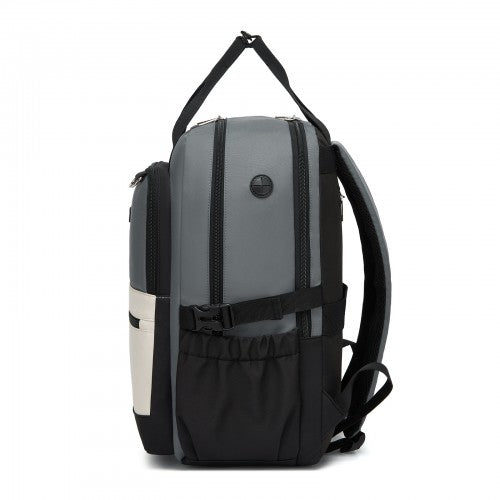 Kono BPK2527 grey and beige laptop backpack – rear view