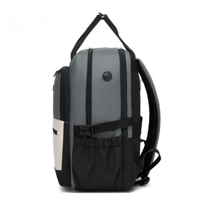 Kono BPK2527 grey and beige laptop backpack – rear view