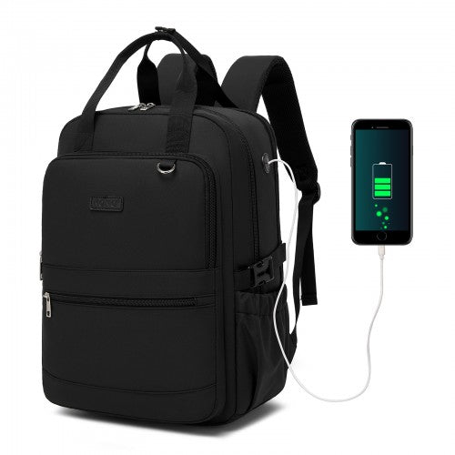 Kono BPK2527 black laptop backpack – front view