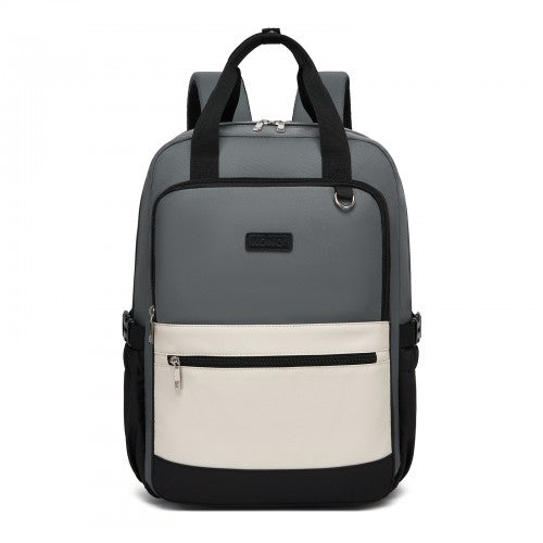 Kono BPK2527 grey and beige laptop backpack – side view