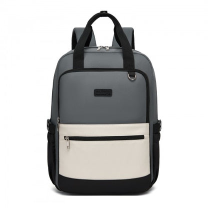 Kono BPK2527 grey and beige laptop backpack – side view