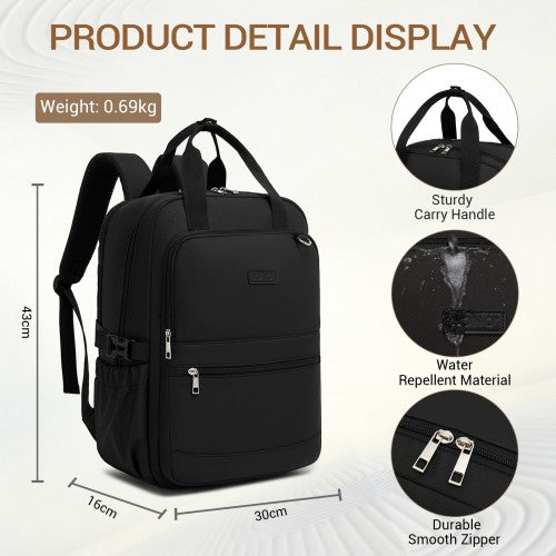 Kono BPK2527 black laptop backpack – detail view 6
