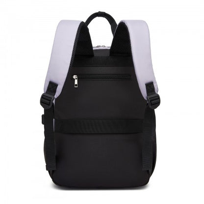 Kono BPK2527 purple and beige laptop backpack – detail view 4