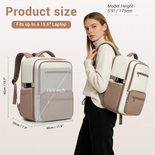 BPK2529 - Kono Compact 15.6" Laptop Travel Backpack - 40x30x20cm, Fits Under Seat Storage, with Trolley Sleeve