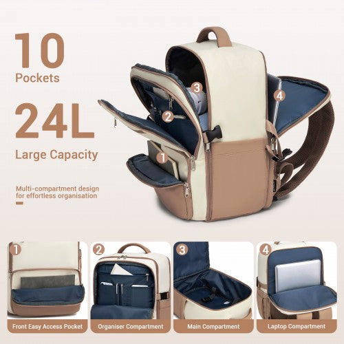 BPK2529 - Kono Compact 15.6" Laptop Travel Backpack - 40x30x20cm, Fits Under Seat Storage, with Trolley Sleeve