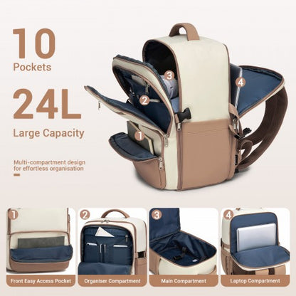 BPK2529 - Kono Compact 15.6" Laptop Travel Backpack - 40x30x20cm, Fits Under Seat Storage, with Trolley Sleeve