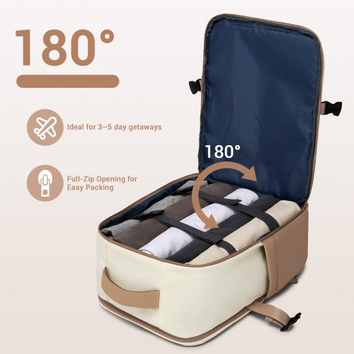 Kono BPK2529 40×30×20 cm beige and khaki travel backpack – detail view 7