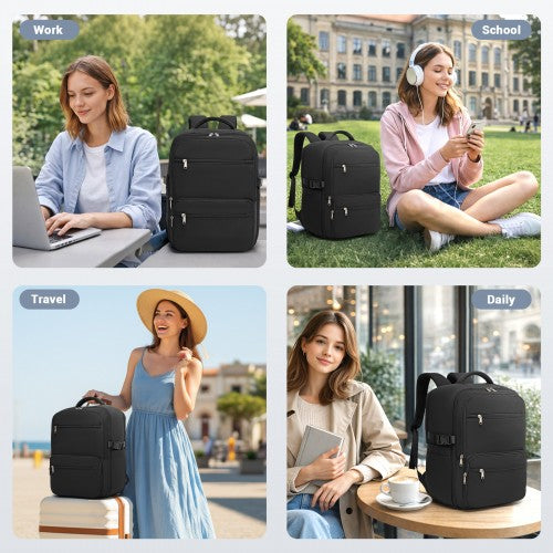 BPK2529 - Kono Compact 15.6" Laptop Travel Backpack - 40x30x20cm, Fits Under Seat Storage, with Trolley Sleeve